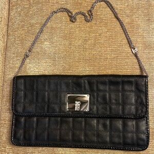 Lambertson Truex Italy Black quilted convertible shoulder bag/clutch